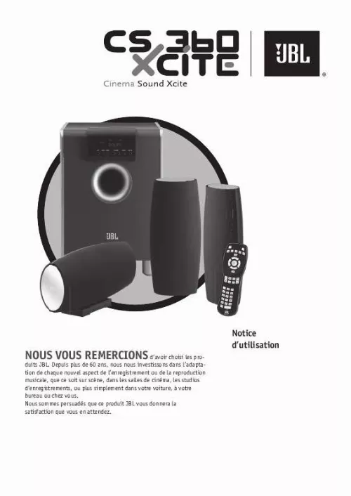 Notice JBL CS 360XCITE 220 240V Trouver une solution à un problème